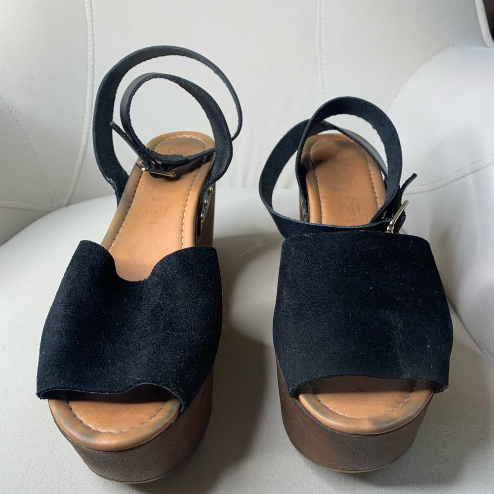 SEYCHELLES SUEDE LEATHER PLATFORM WEDGE ITALY 10 - Picture 2 of 4